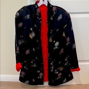Floral Embroidered Black Utility Jacket